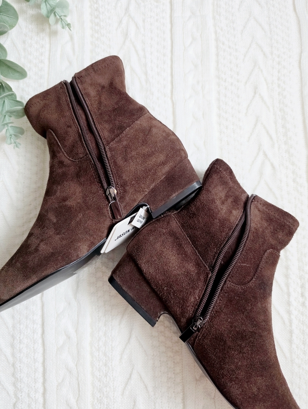 Jason Wu Genuine Leather Suede Ankle Boots Booties Pull On Zipper Brown NWT 10 - Picture 7 of 16
